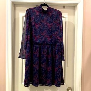 Modcloth Paisley Mock Neck Chiffon Dress 3X